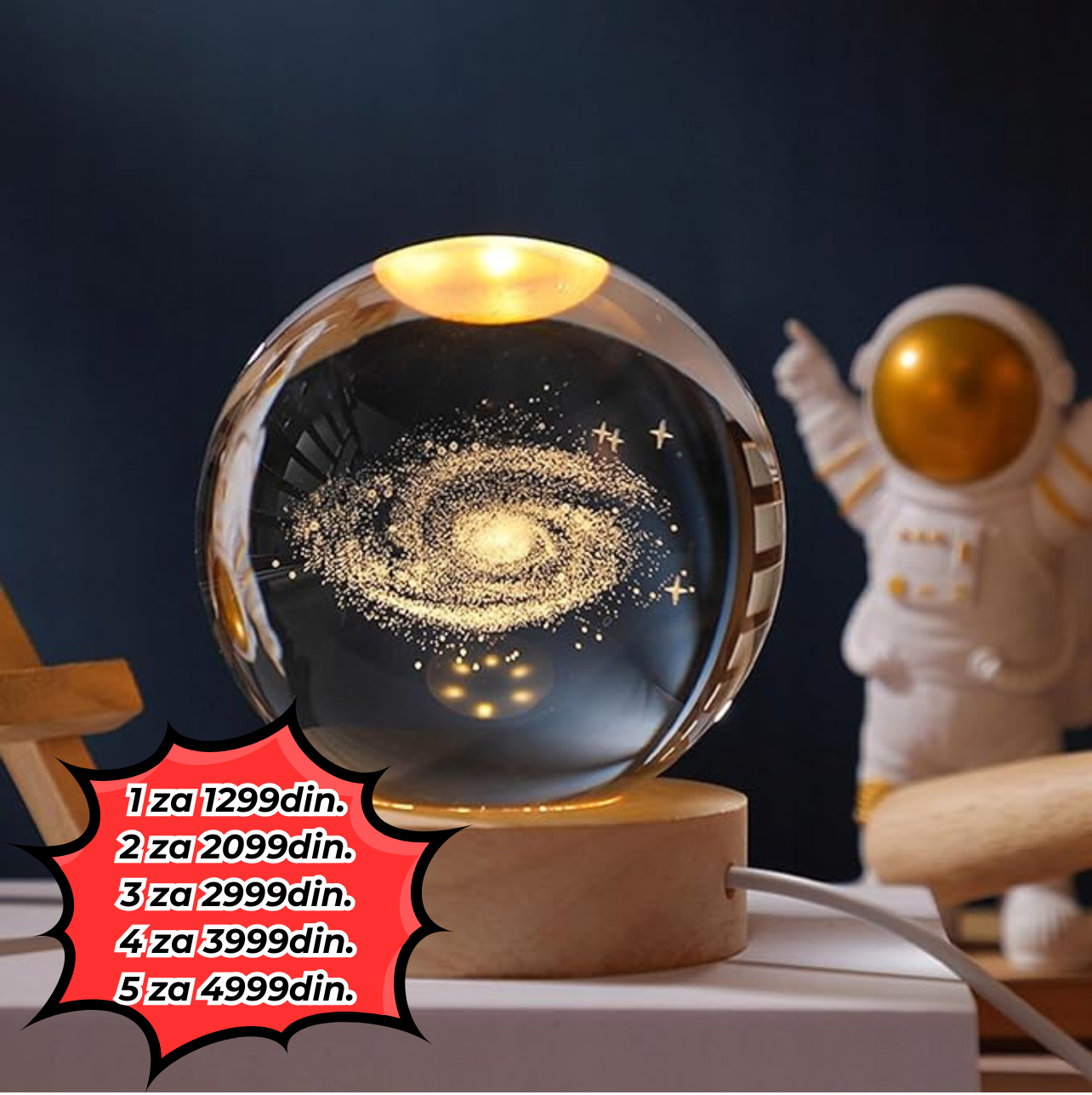 3D Kristalna Lopta - Solarni Sistem Lampa